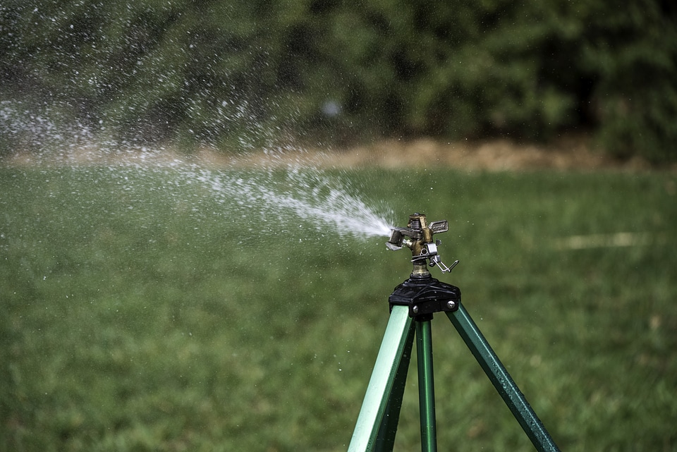 Fast Water coming out of a sprinkler