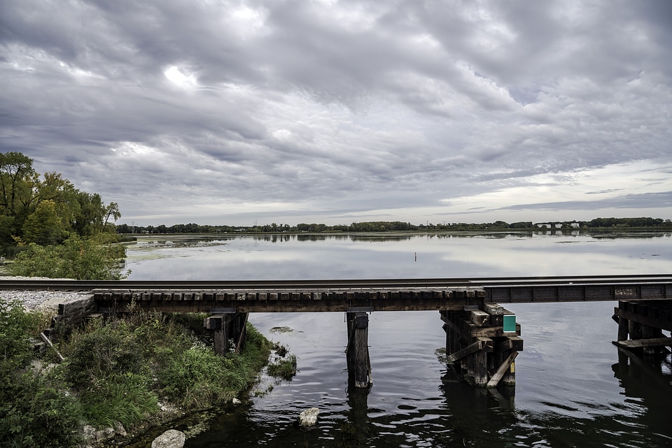 Railroad Tracks across the river in Madison, Wisconsin.