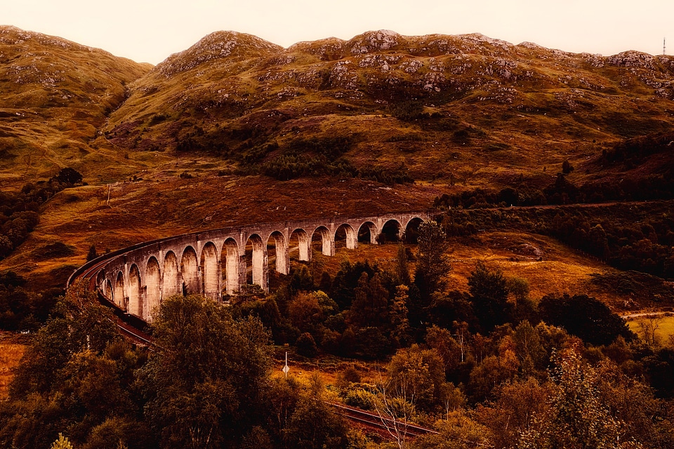 Aqueduct Landscape with hills in Scotland