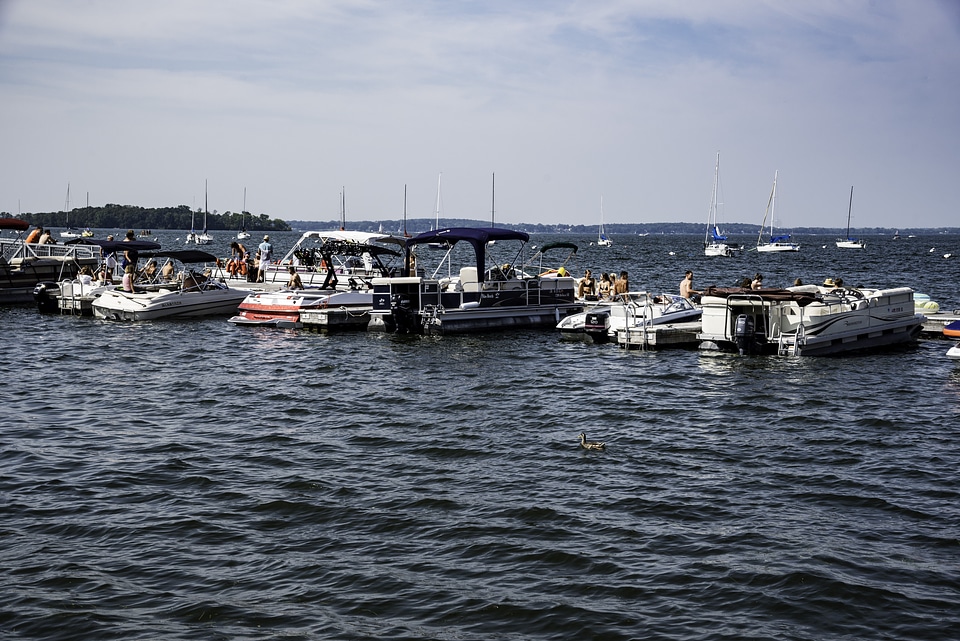 Boats lined up on the Lakefront in Madison