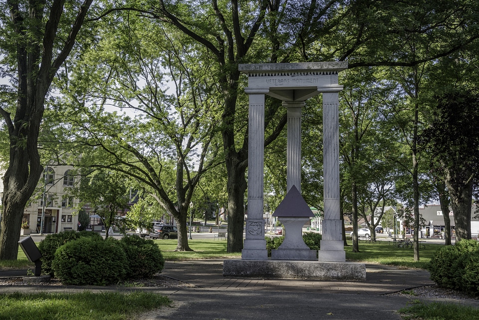 Trees and Monument in Lake Mills, Wisconsin