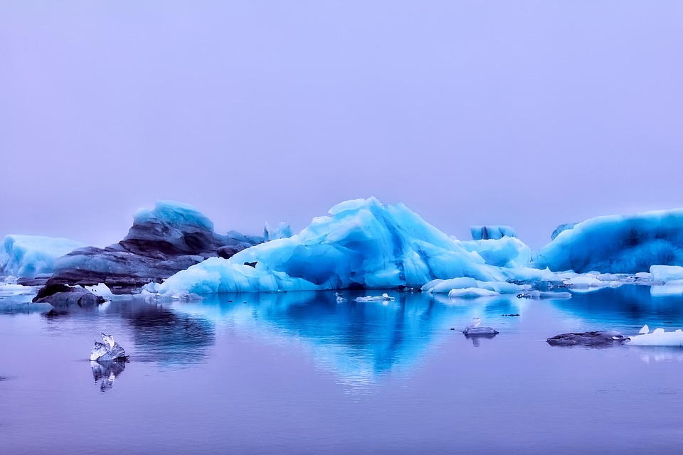 Blue Icebergs on the water