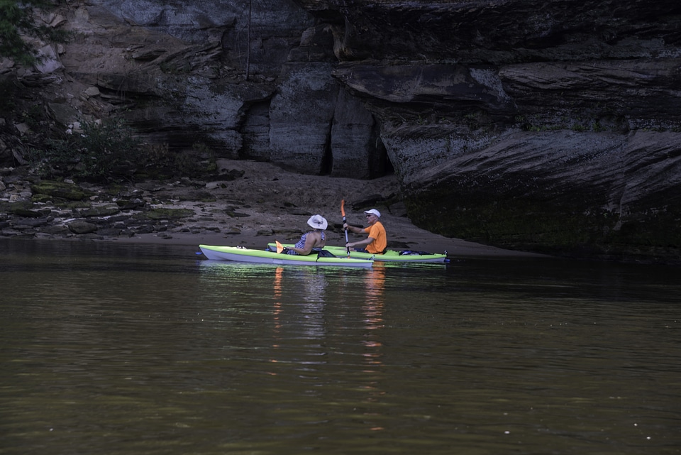 Two people rowing down the Wisconsin River