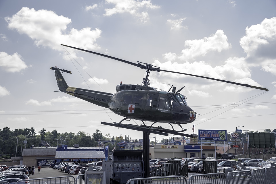 Helicopter on display at Army Duck Tours