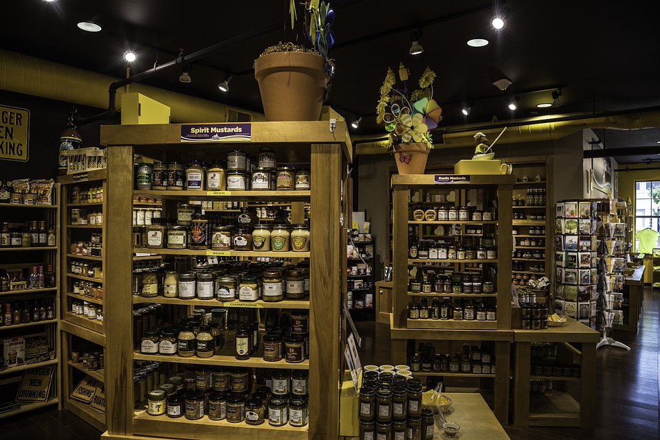 Shelves of Mustard at the National Mustard Museum 
