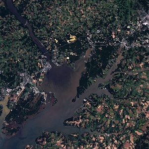 Satellite image of Chesapeake Bay from Havre de Grace in Maryland photo