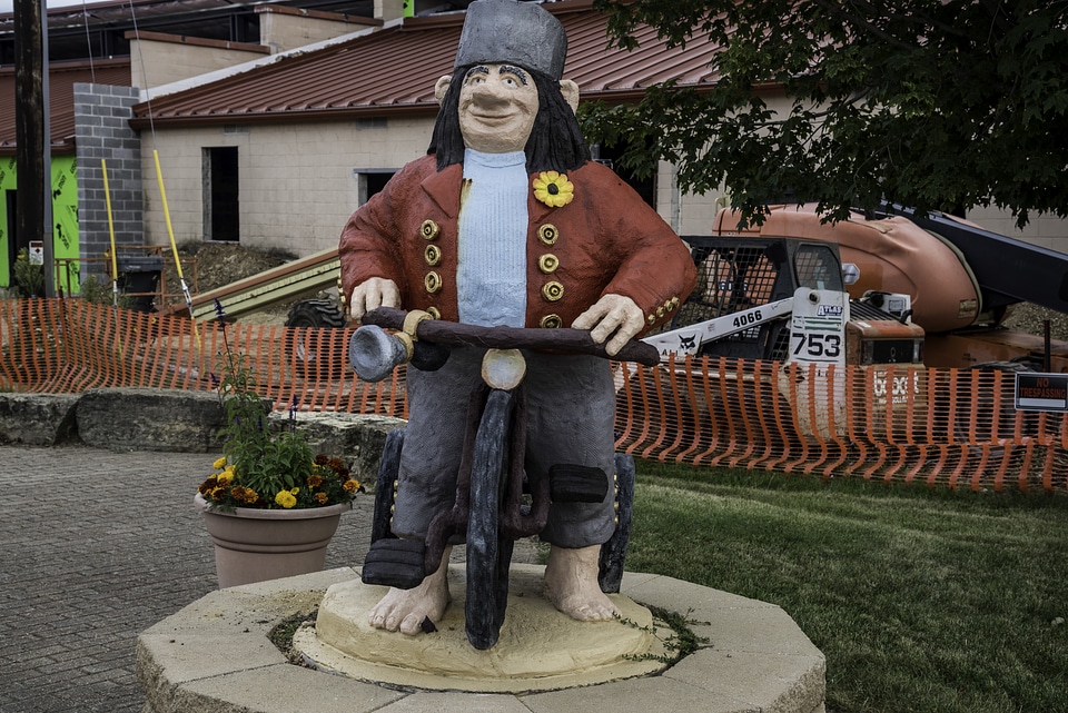 Troll riding a Bicycle Statue at Mount Horeb