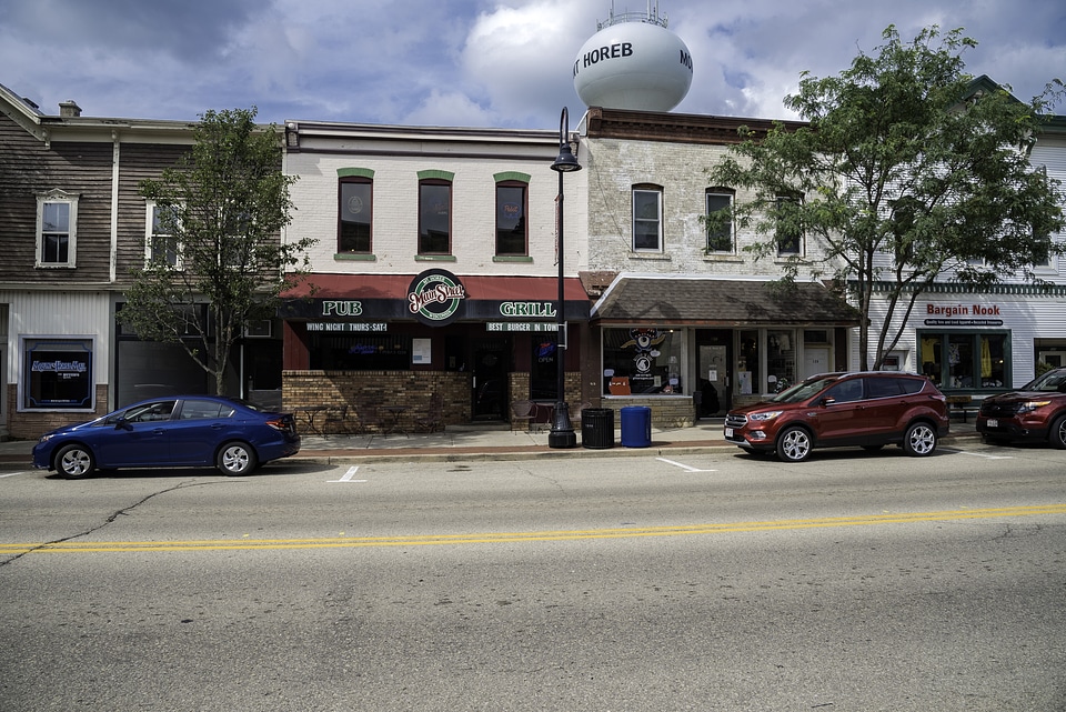 Pub and Grill shops and Cars in Mount Horeb, Wisconsin