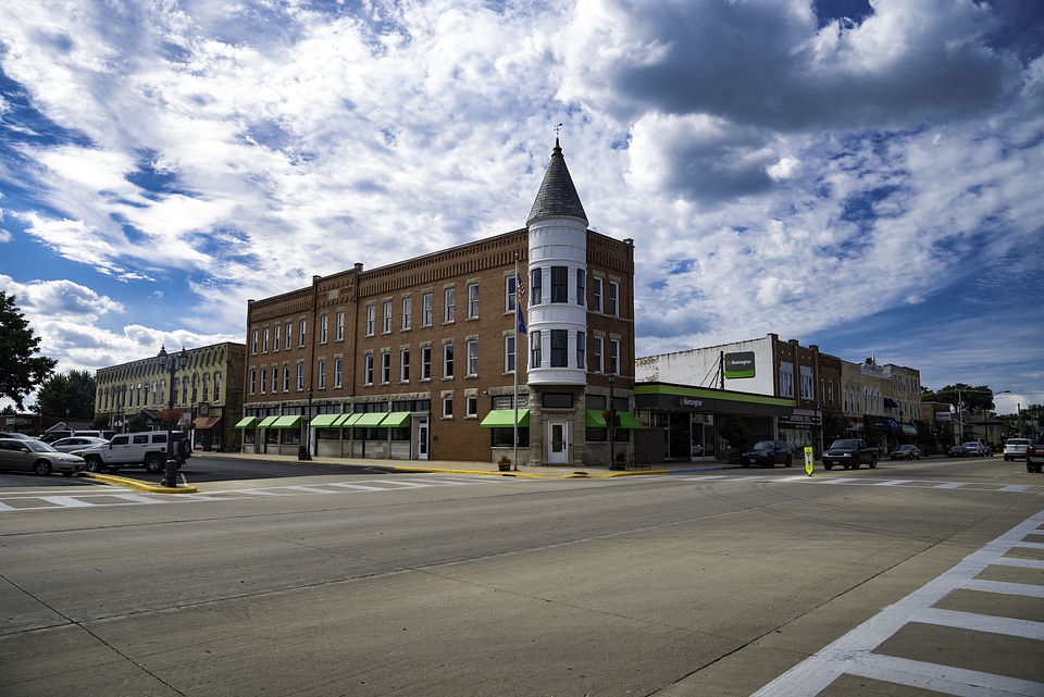 Dramatic Clouds over the Street Corner in Brodhead, Wisconsin