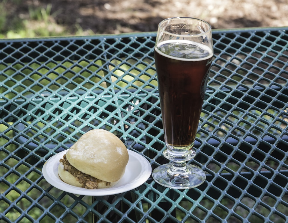 Pint of Cherry Beer and Sloppy Joe, wonderful lunch