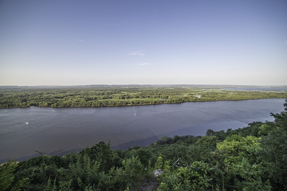 Peaceful and scenic overlook of the Mississippi River Landscape
