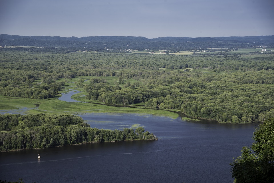 Inlet of the Mississippi River and Landscape at Great River Bluffs State Park