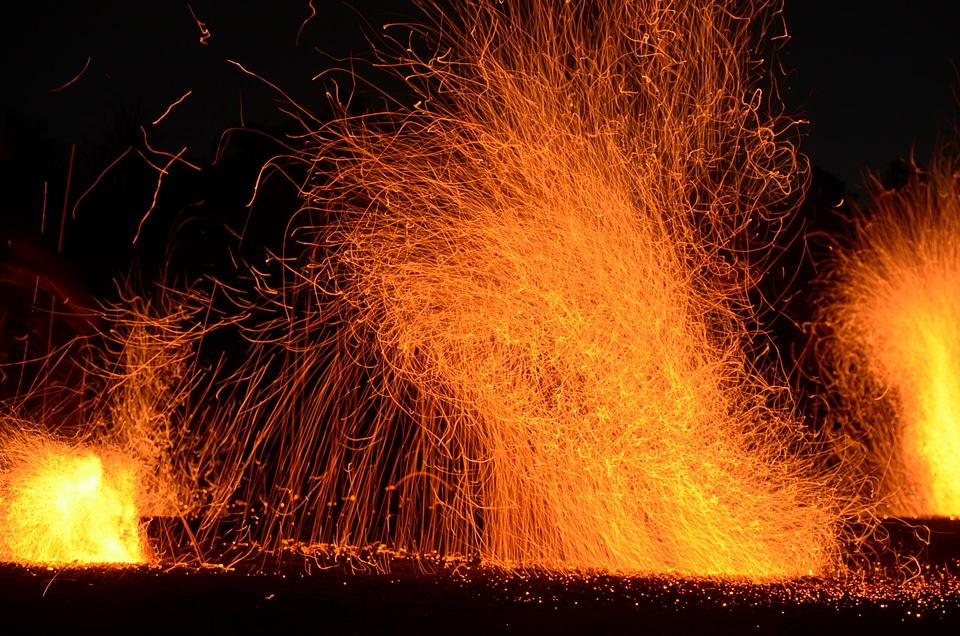 Fire Sparks from a volcano