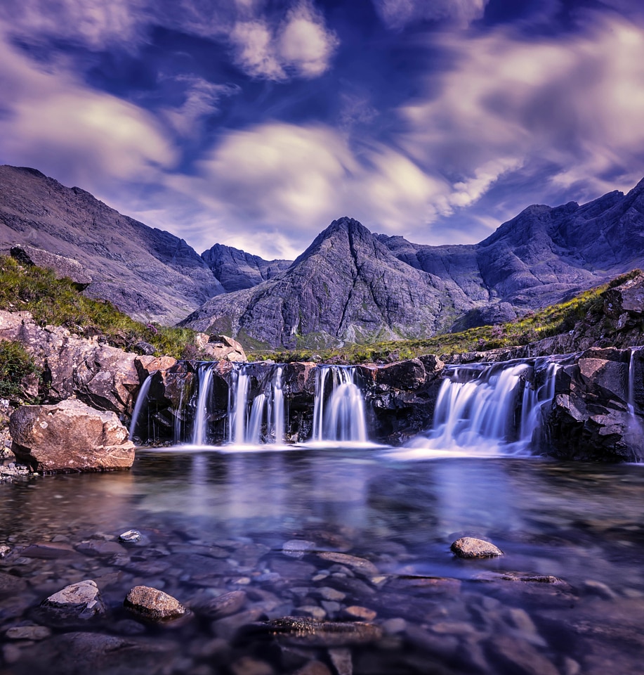 Beautiful Waterfalls Landscape in Skye, Scotland