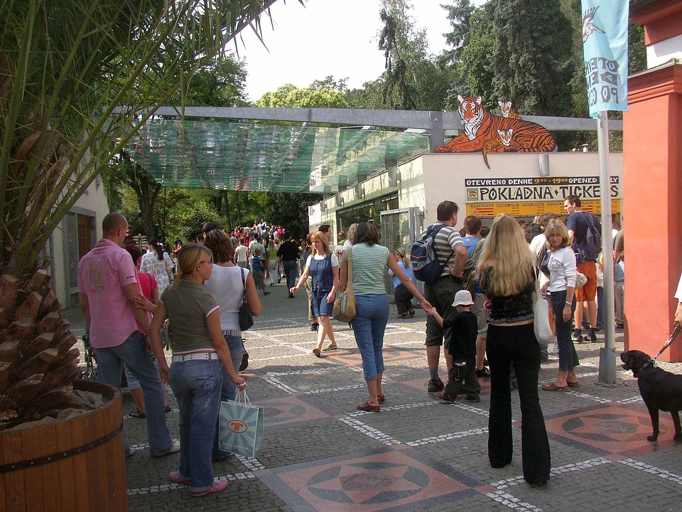 Crowds and people at the Prague Zoo, Czech Republic