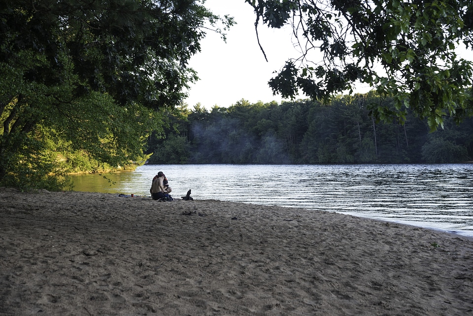 Father and Son on the beach at Wisconsin Dells
