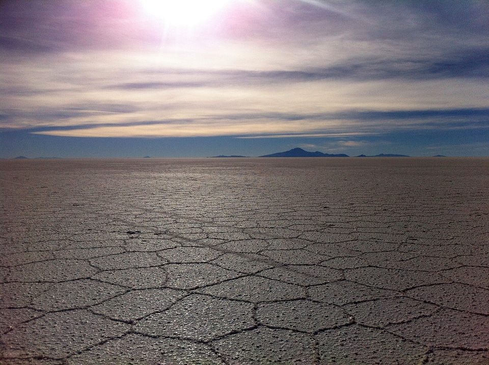 Cracked salt plane surface in Bolivia
