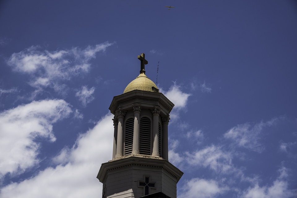 Steeple in the blue sky in Nashville