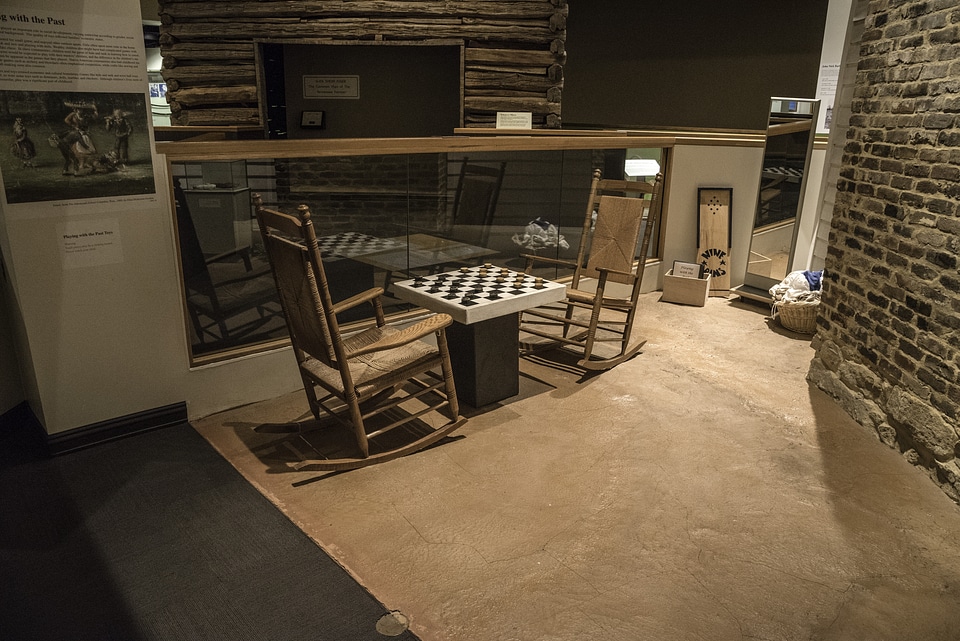 Chess board and rocking chairs photo