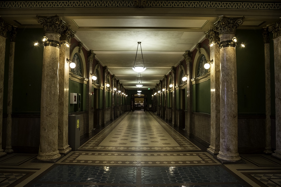 Halls and lighted corridors in the Capital Building in Helena