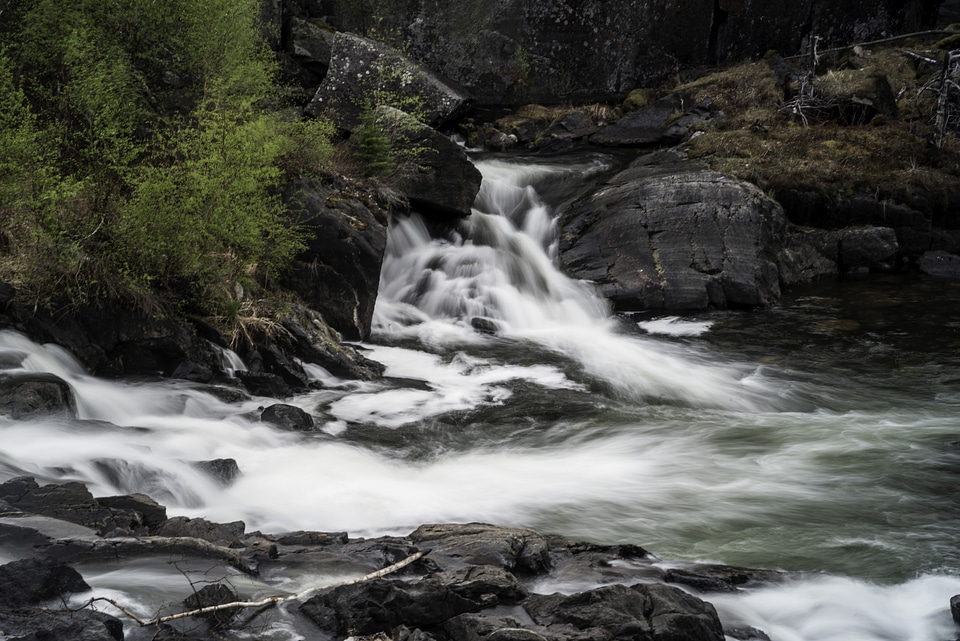 Looking across the cascading waters of Cameron Falls
