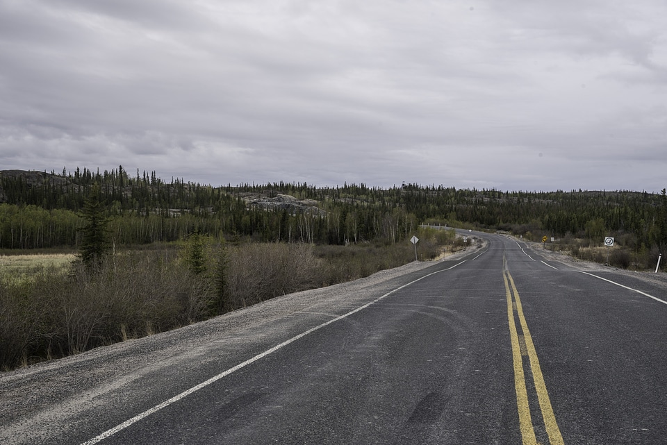 Road to Dettah under cloudy skies