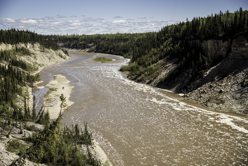 Landscape and Scenery of the Hay River at Louise falls