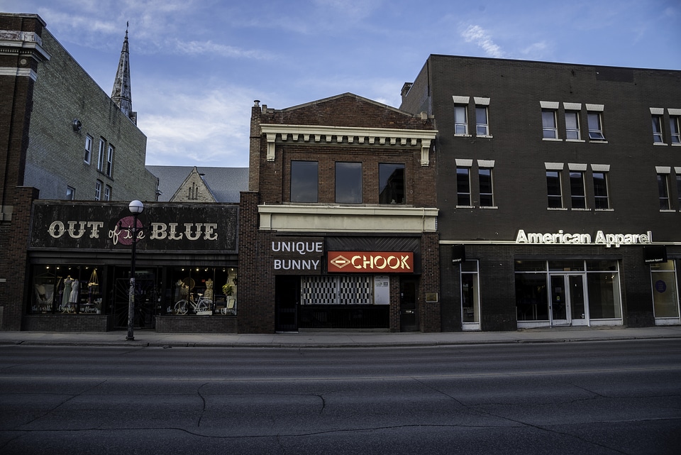 Shops along the streets of Winnipeg