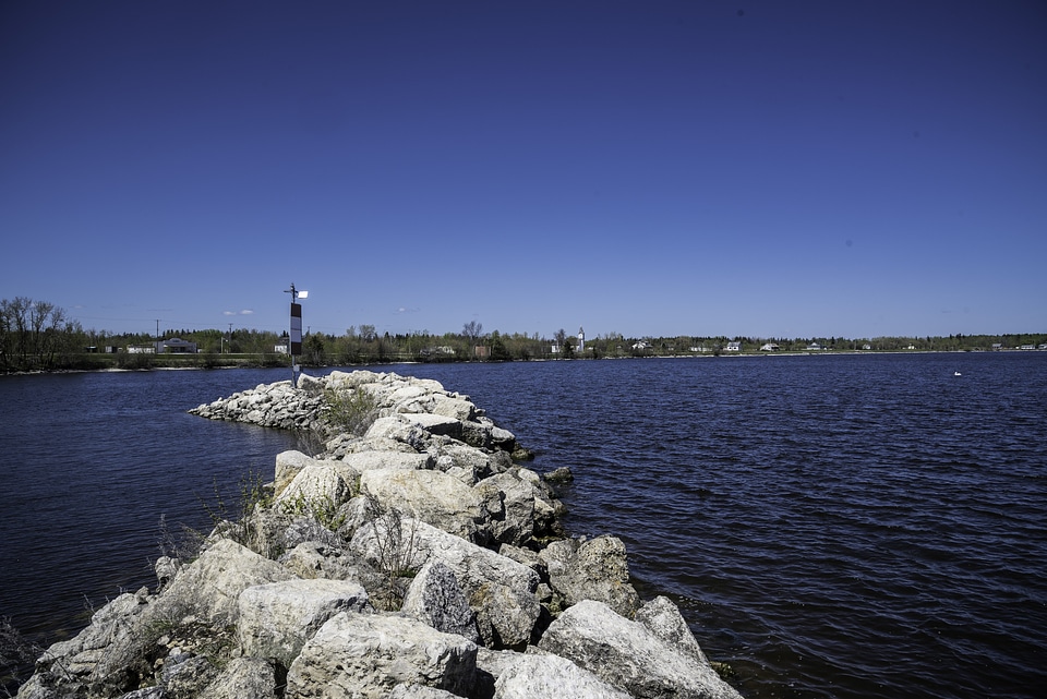 Looking at Hecla Village from the dock