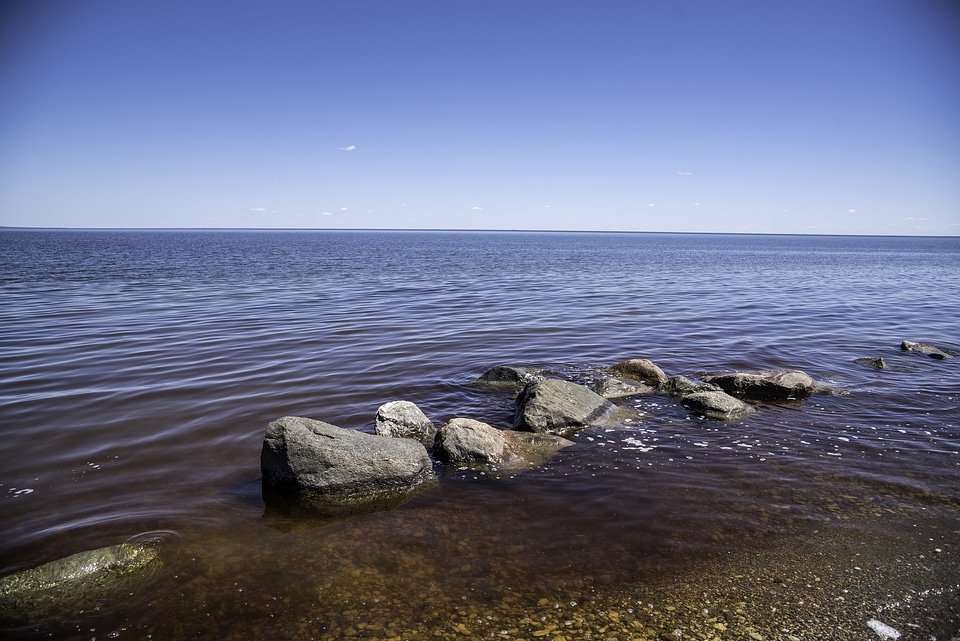 Rocks in the shallow water at Lake Winnipeg