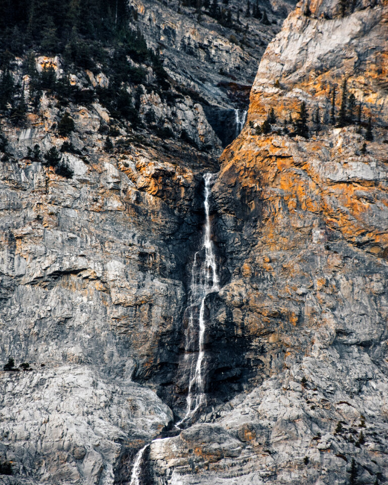 Waterfall from the Mountain in Banff National Park, Alberta, Canada