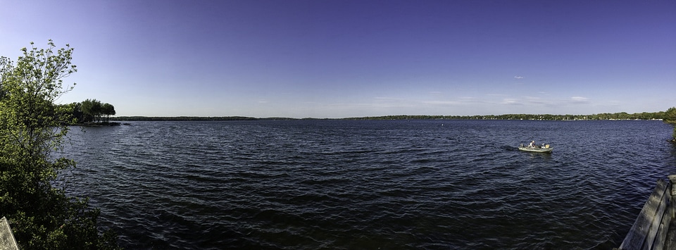 Panoramic view of Rock Lake from the Bike trail in Lake Mills, Wisconsin