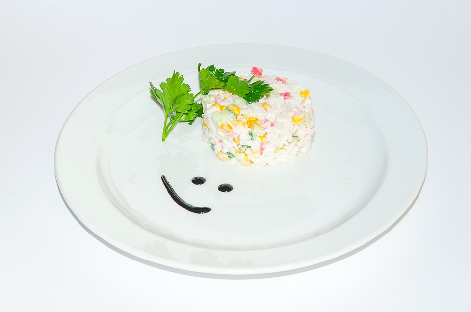 Smiley Rice Dish with Cilantro
