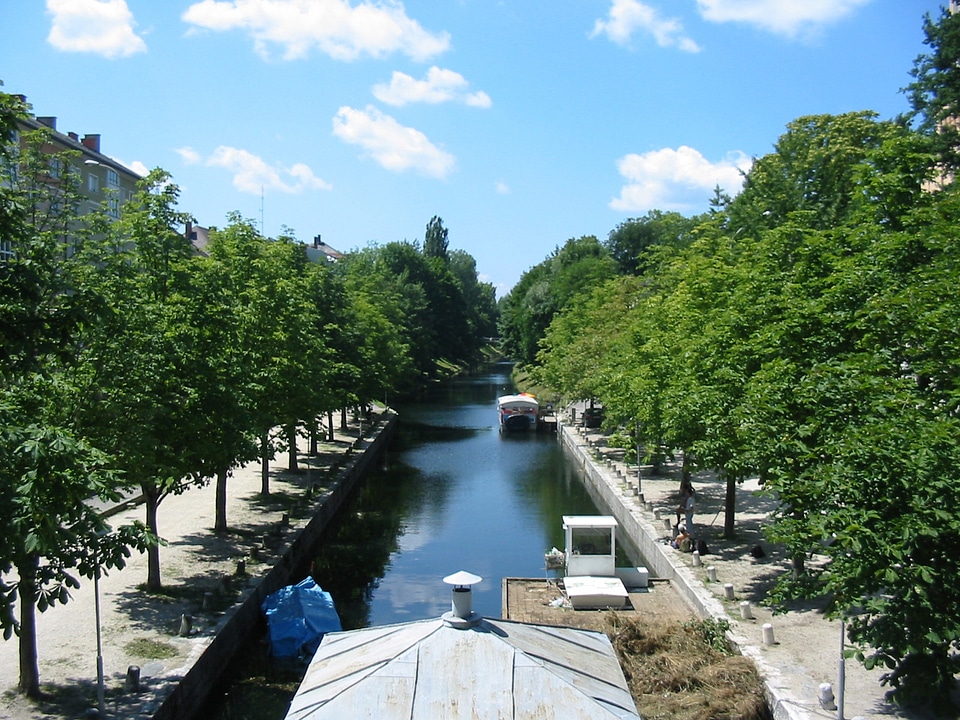 Lend canal in the centre of Klagenfurt, Austria