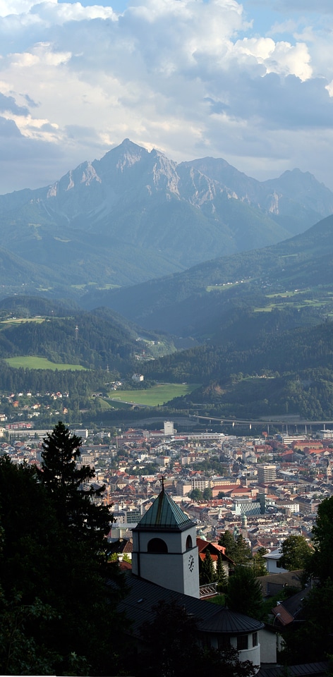 Panoramic view looking down in Innsbruck, Austria