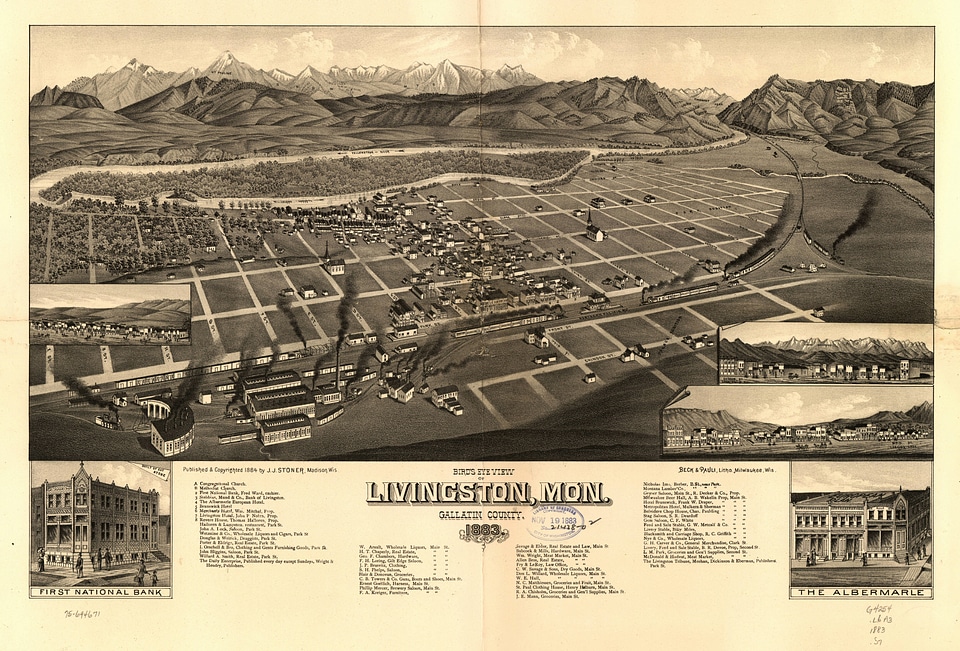 Plat of Livingston, 1883 in Montana
