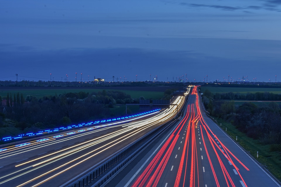 Streaks of light on the highway