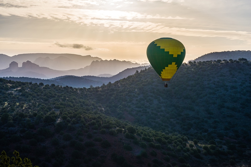 Hot air balloons over Angel Valley in Coconino National Forest