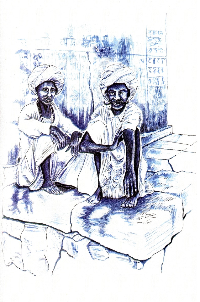Rajansthanis Colored Ink Drawing