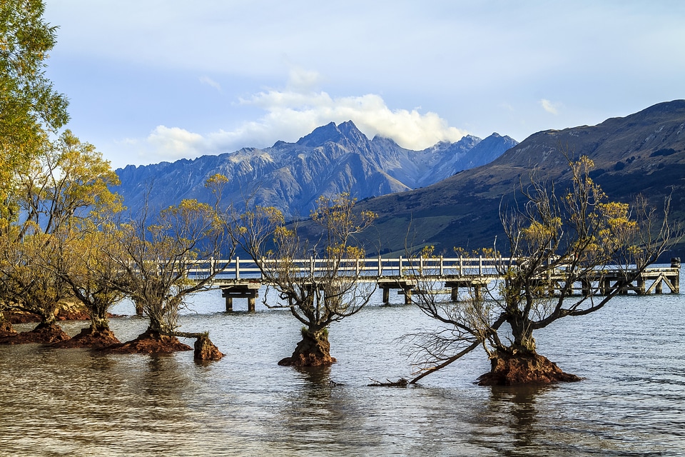 Glenorchy Wharf with mountains landscape