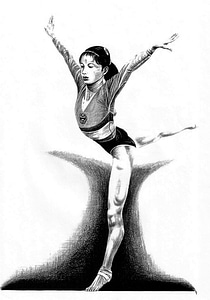 Chinese Gymnast Pencil Drawing photo