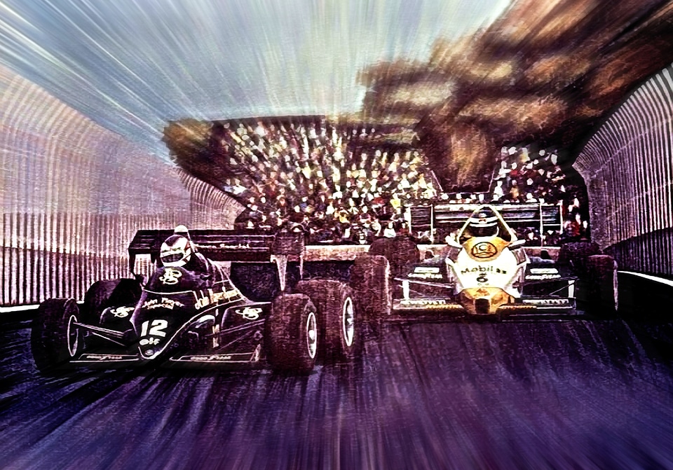 Race Cars racing around the track
