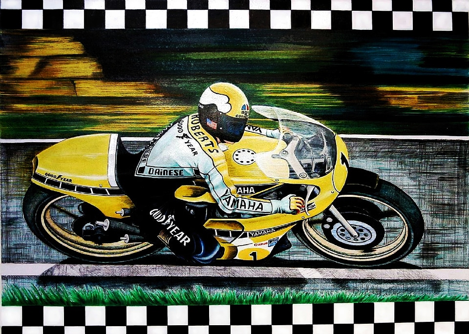 Motorcycle Racer Kenny Roberts acrylic painting