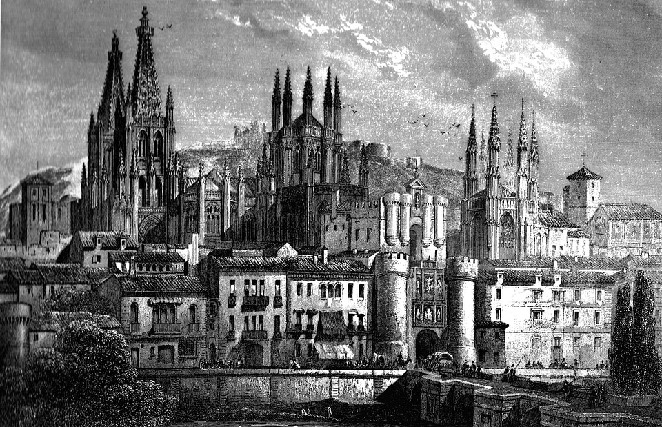 Burgos centre around 1850 in Spain