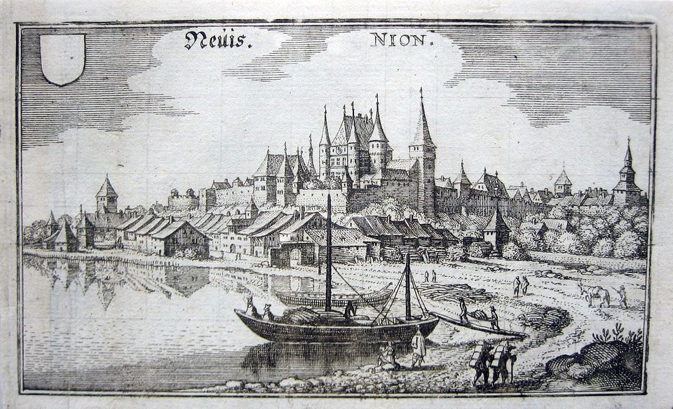 Black and White Drawing with Nyon, Switzerland
