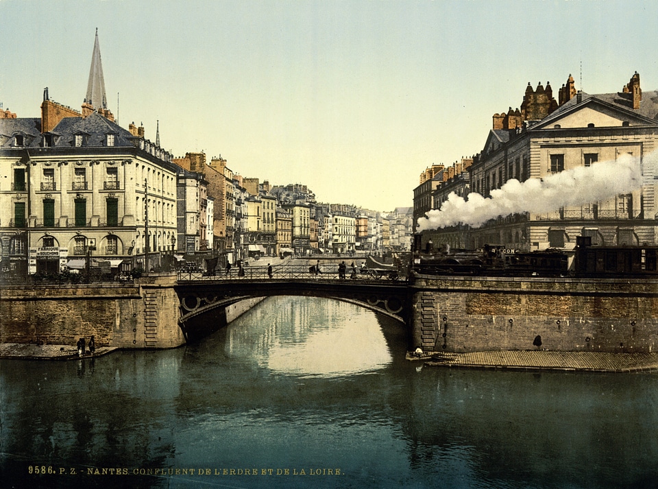 The confluence of the Erdre and the Loire in Nantes, France