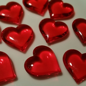 Group of Red Hearts on a table photo