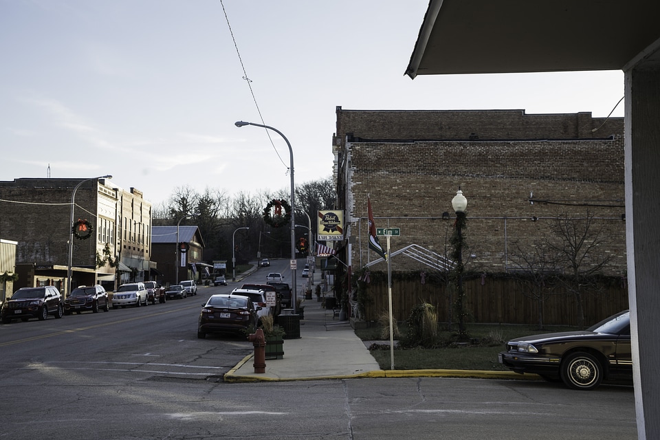 Street and sidewalk way in Blanchardville, Wisconsin