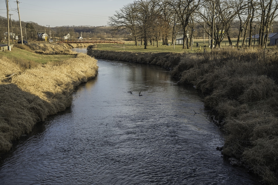 River flowing out of Blanchardville in Wisconsin