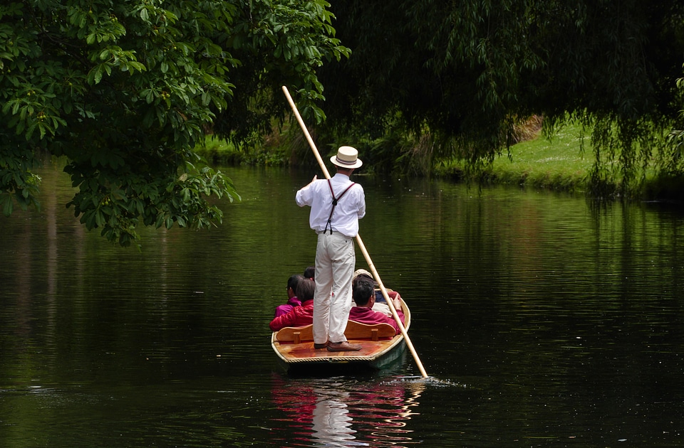 Boatman taking guests on a canoe